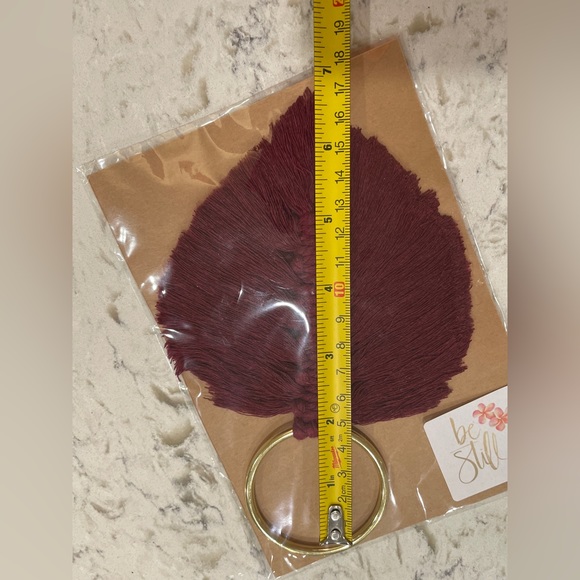 Handmade Red Macrame Keychain/Charm -Brass ring - Picture 3 of 5